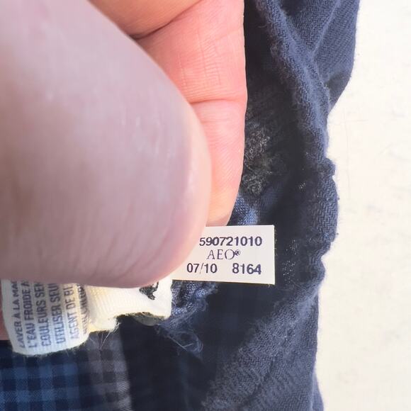 American Eagle Outfitter Shirt Men 2XL Vintage Fit Marble Snap Buttons Flannel - Picture 8 of 11